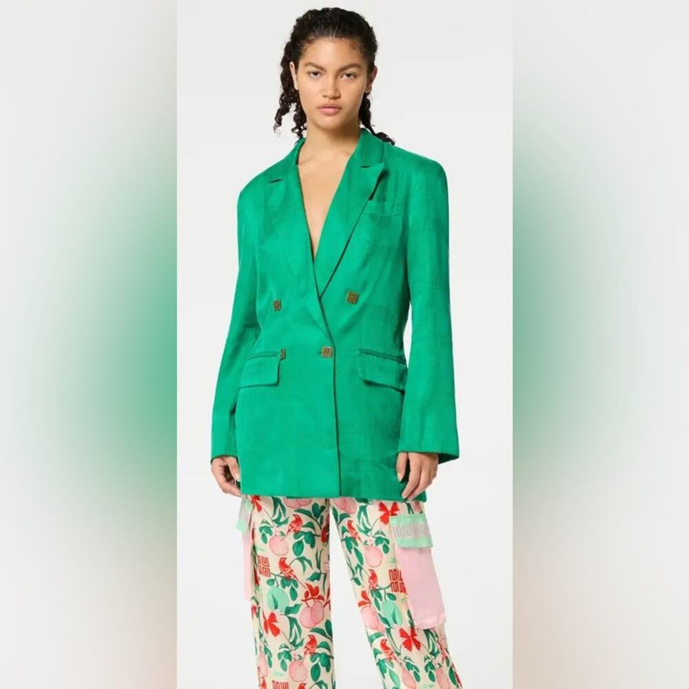 MUMA WORLD Verdant Jacquard Blazer Size S Green‎ Jacket Sports Coat